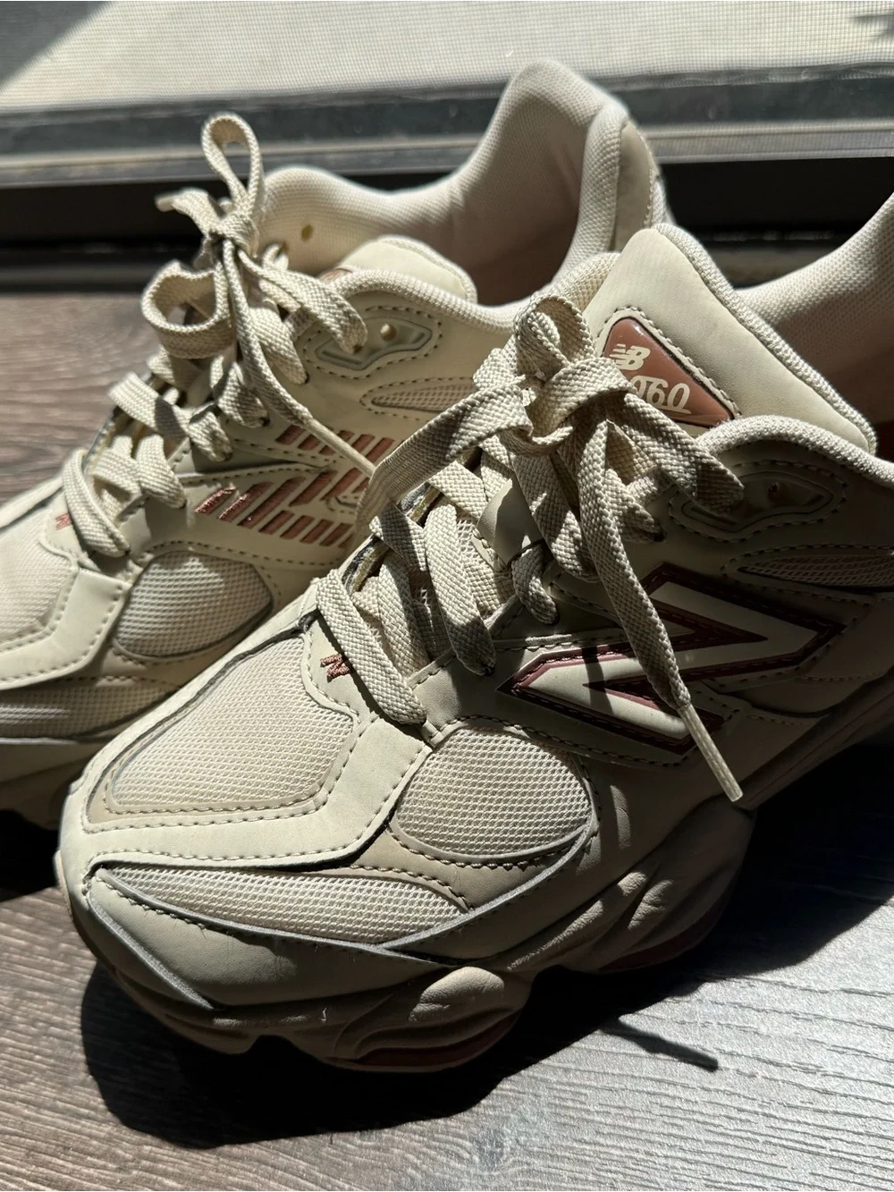 New Balance Kids Cream Sneakers with Pink Accent